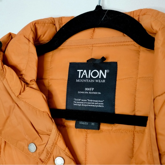Taion Quilted Down Feather Puffer Jacket in Vibrant Orange - Picture 2 of 6